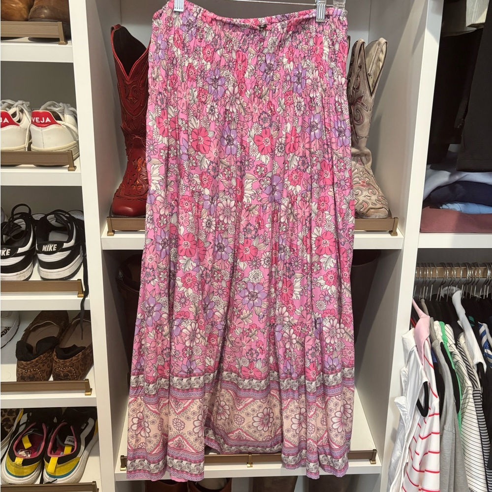 Amazon Pink Boho Maxi Skirt